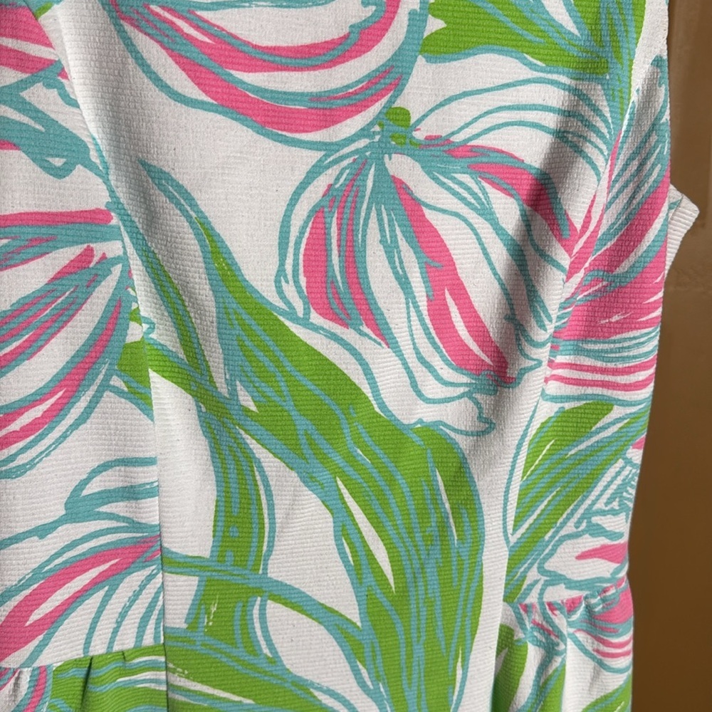 Lilly Pulitzer Bella Dress Ring The Bellboy Pink Green Floral Size Medium - Picture 9 of 14